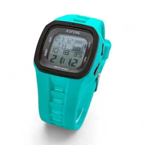 Relógio esportivo digital Xufeng Surf com pulseira de silicone preta e luz de fundo