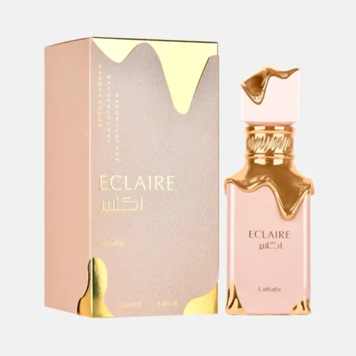 Frasco do Perfume Lattafa Eclaire Eau de Parfum 100ml feminino em embalagem original.