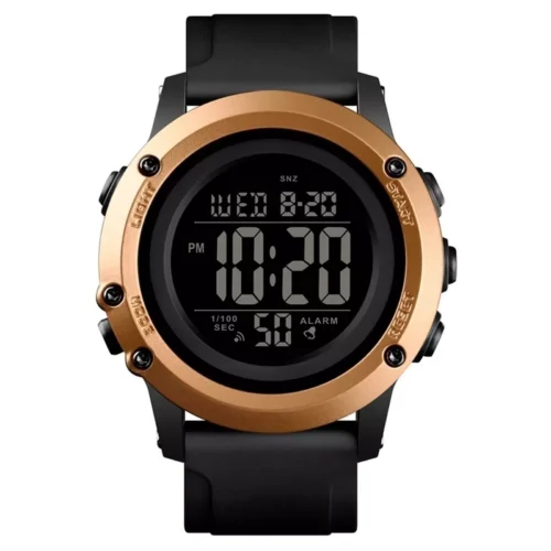 Relogio Masculino Skmei Digital 1506 Preto e Dourado esportivo com mostrador digital.
